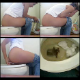 Kylie poops while sitting on a toilet in 7 different scenes for 19 minutes. All pooping sounds are clearly heard. Poop can be clearly seen in the toilet afterwards.